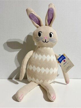 Easter Bunny Rabbit Knit Brown White Argyle 22” Shelf Sitter Spritz Target NEW